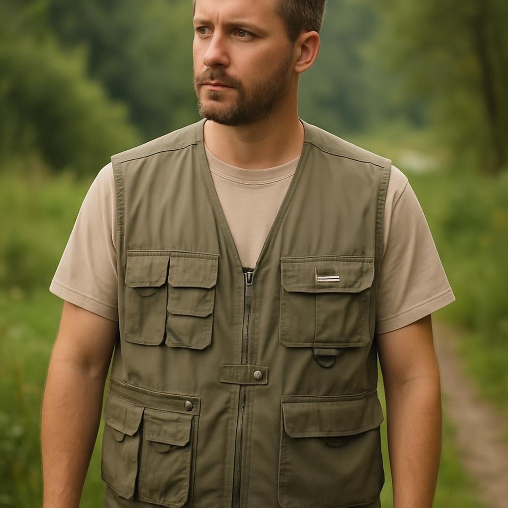 Weekender‎ Travel Vest in Olive Green Fishing Vest Size M